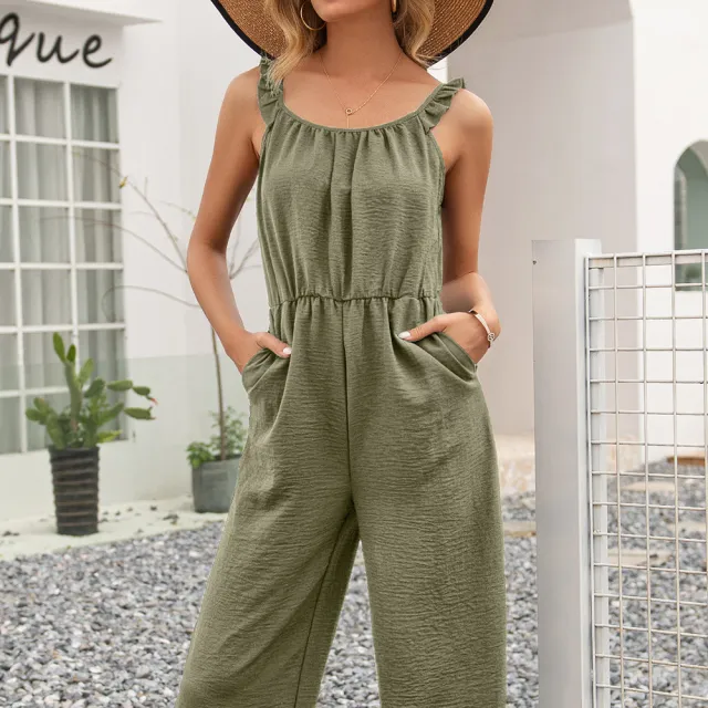 Women's Casual Narrow Waist Slim Jumpsuit Green - Shop at LoveMi
