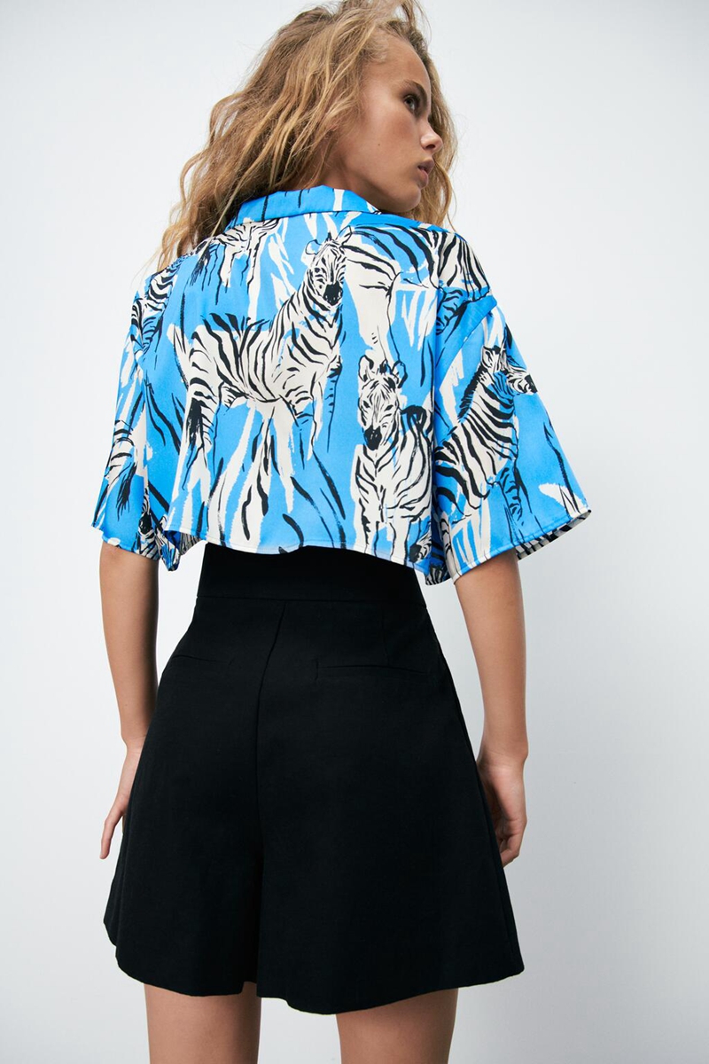 European And American All-match Women's Summer New Fashion Print Short Shirt