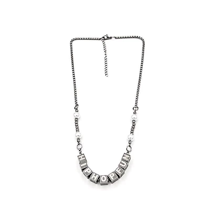Stainless Steel Letter Trendy Necklace Hip-hop Minimalist Retro