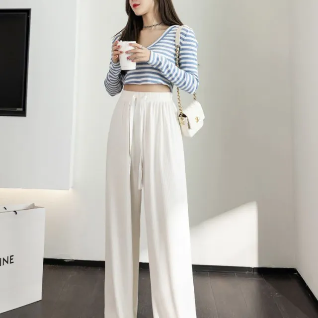 Fashion Women Wear High Waist Wide Leg Pants White - Shop at LoveMi