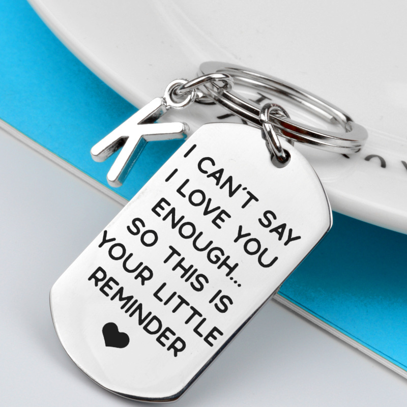 Couple Stainless Steel Keychain Engraved Characters