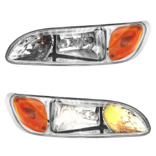 Chrome Headlight Assembly Fit For 2005-2015 Peterbilt 325 330 335 337 340 348 Pair