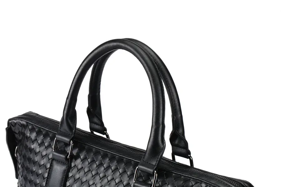 Men's Bag Leather Large Briefcase Hand Woven