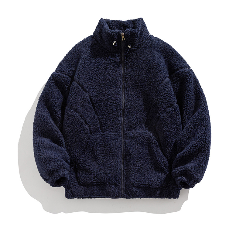 Retro Tide Brand Couple Stand Collar Quilted Lamb Wool Padded Coat