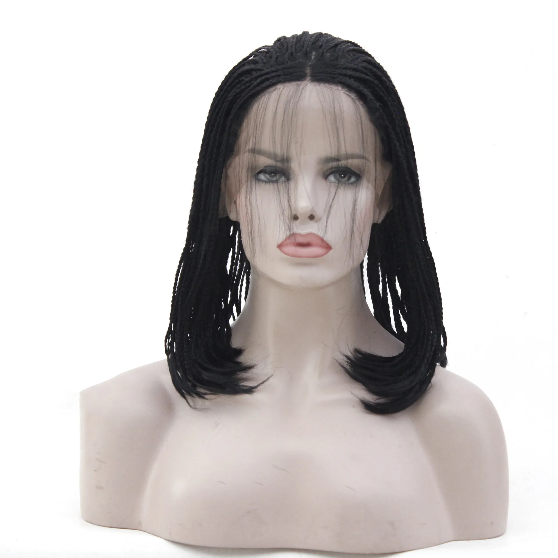 African Chemical Fiber Wig, Front Lace 3-strand