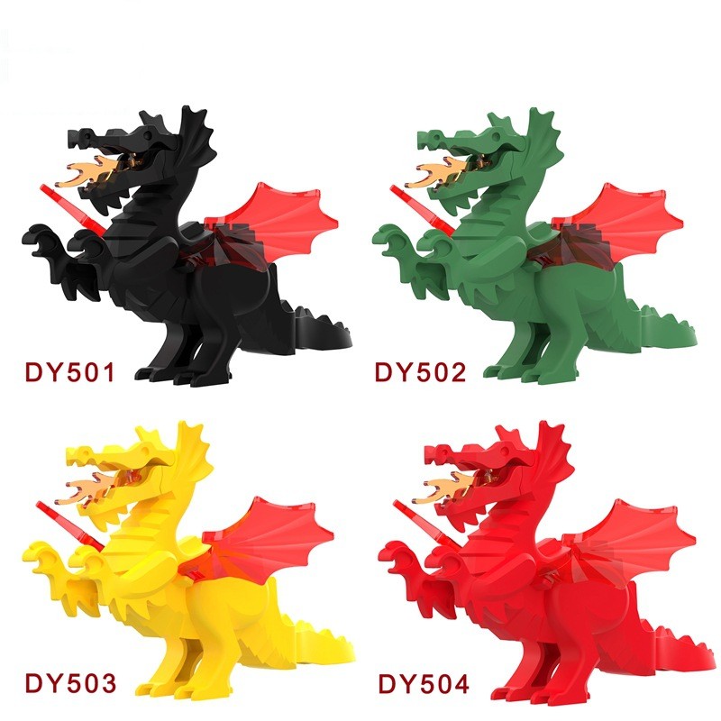 Middle Century Dragon Model Children's Small Particle Building Blocks Toy