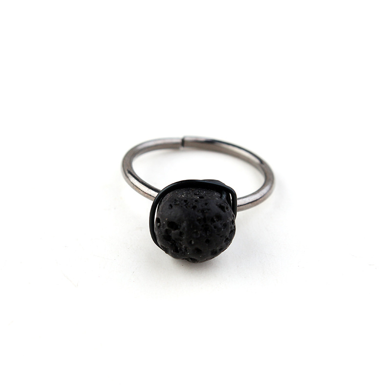 Natural Stone Winding Planet Circle Ring
