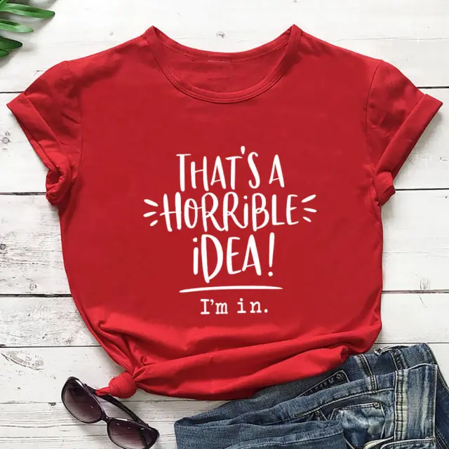Letter Print Women's Creative Short sleeved T Shirt Women Red - Shop at LoveMi