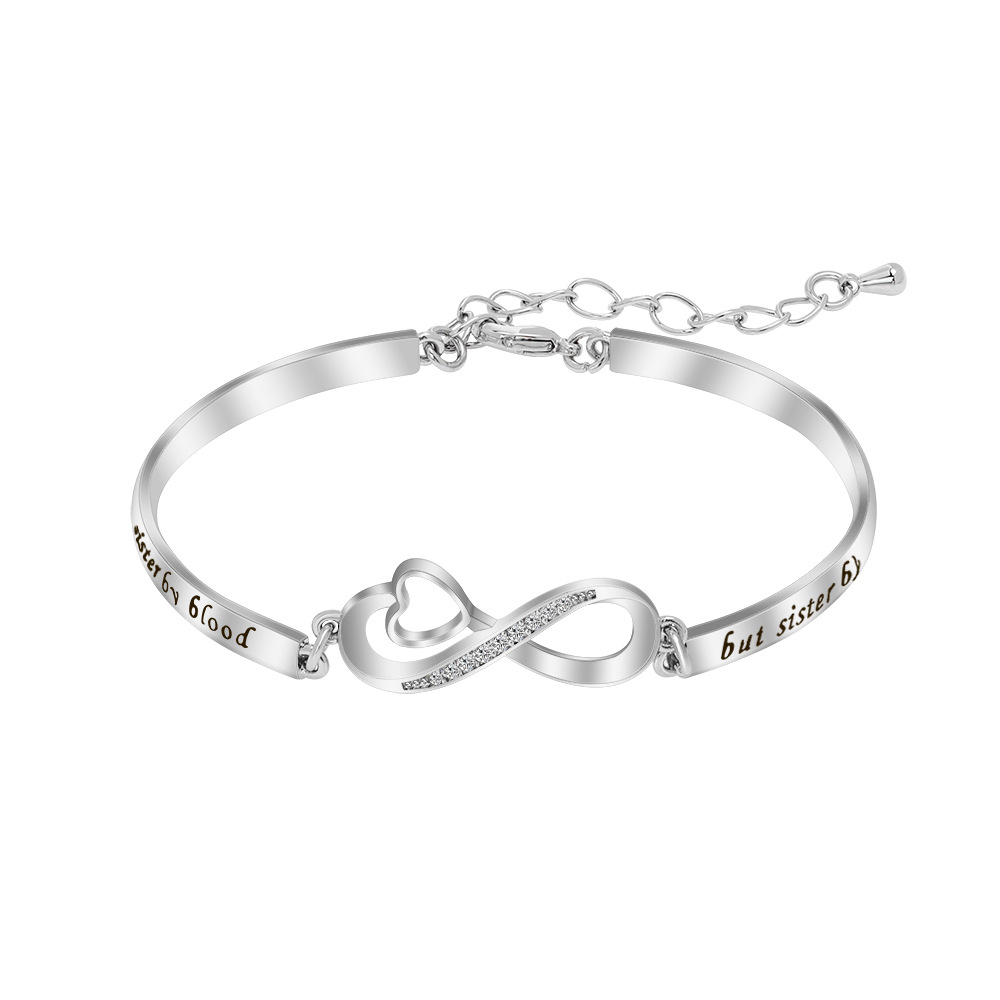 Women's Simple Diamond Peach Heart Bracelet Bangle