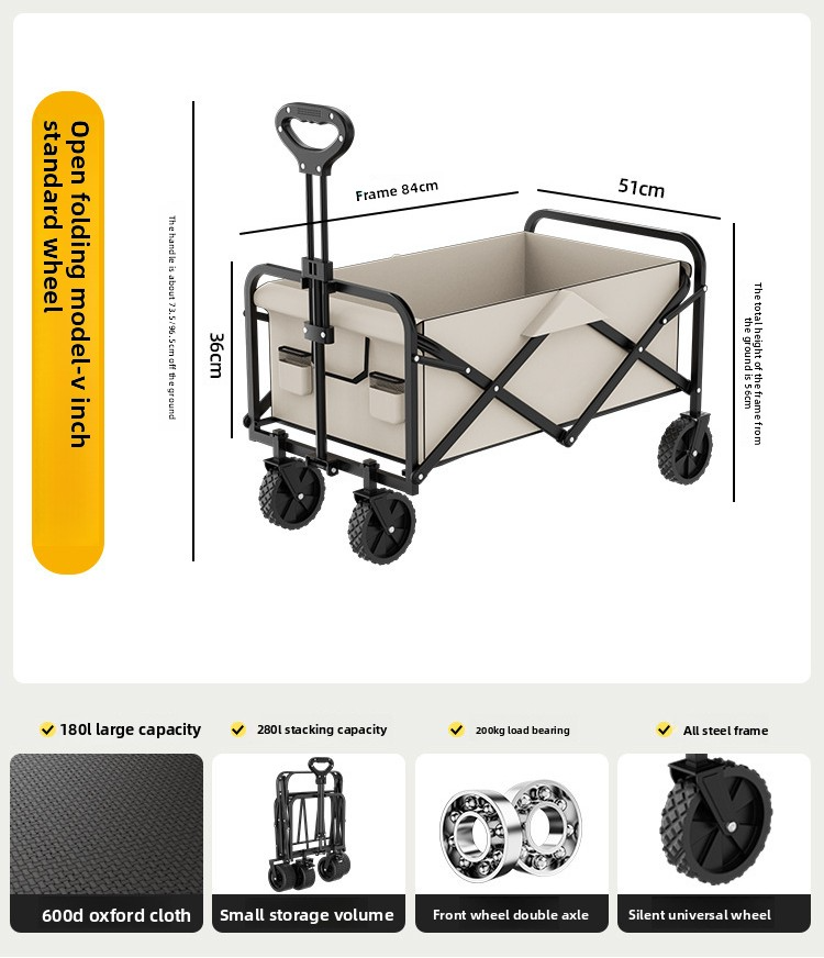 Foldable Travel Trailer Outdoor Camping Wagon For Picnic And Campsite Use 6