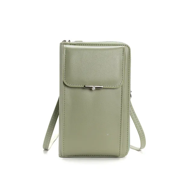 Fashion Large Capacity Mobile Phone Bags Women Small Zipper Crossbody Shoulder Bag Long Wallet Green - Shop at LoveMi
