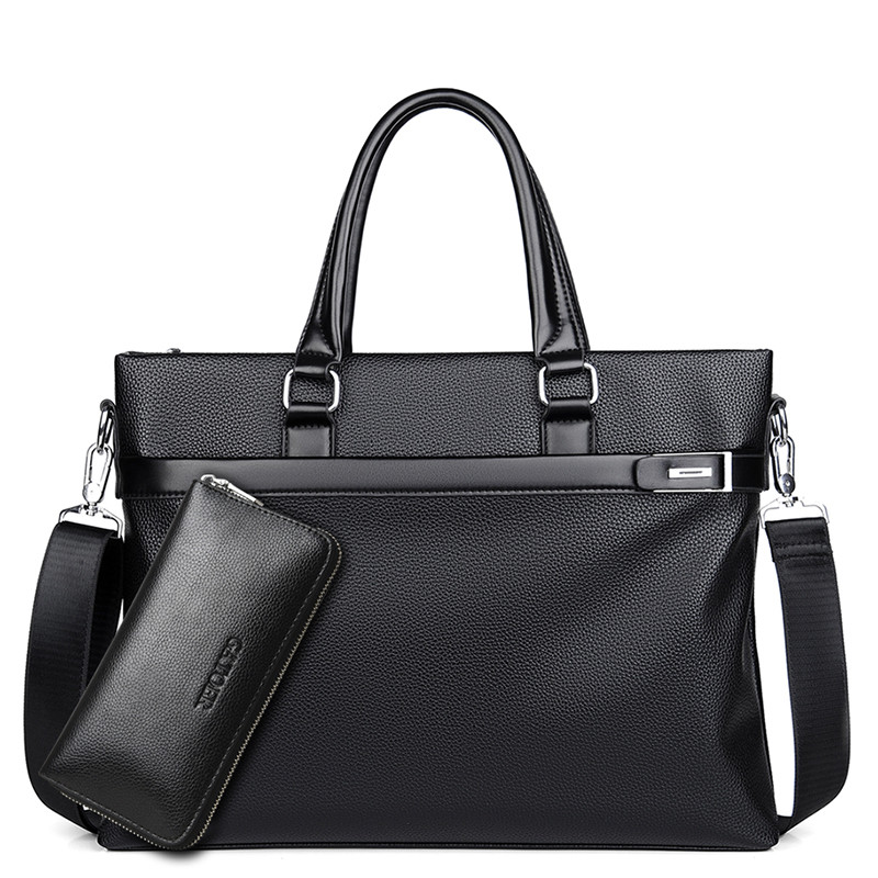 Large Capacity Business Handbag Men's Soft Leather Briefcase — foto 11