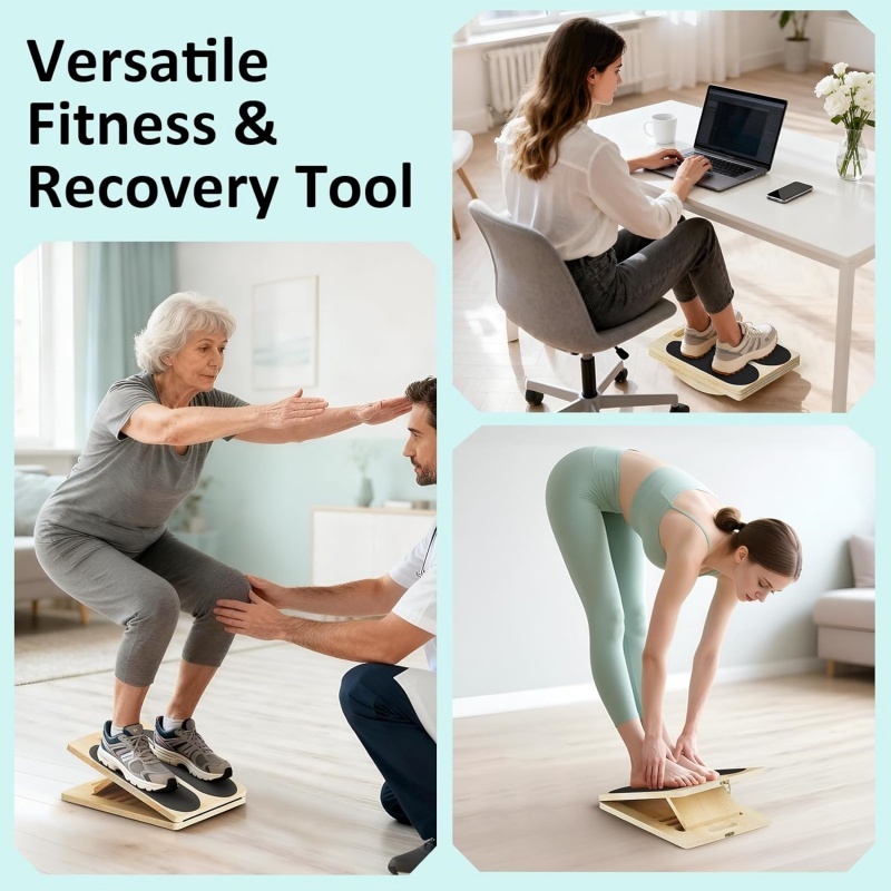 2-in-1 Adjustable Non-Slip Calf & Hamstring Stretcher For Heel Elevated Squat — image 9