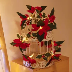 Led First Grade Christmas Lights With Red Flowers And Red Fruits For Home Decor - Warm White - View 1