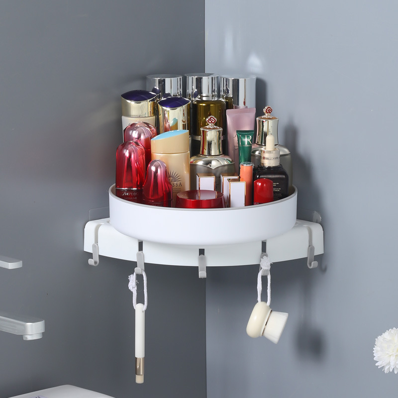 Rotating Cosmetic Organizer Tray with Hooks image 3