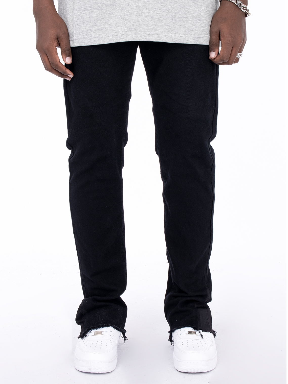 Title 4, Pantalon évasé homme bord brut High Street noir...