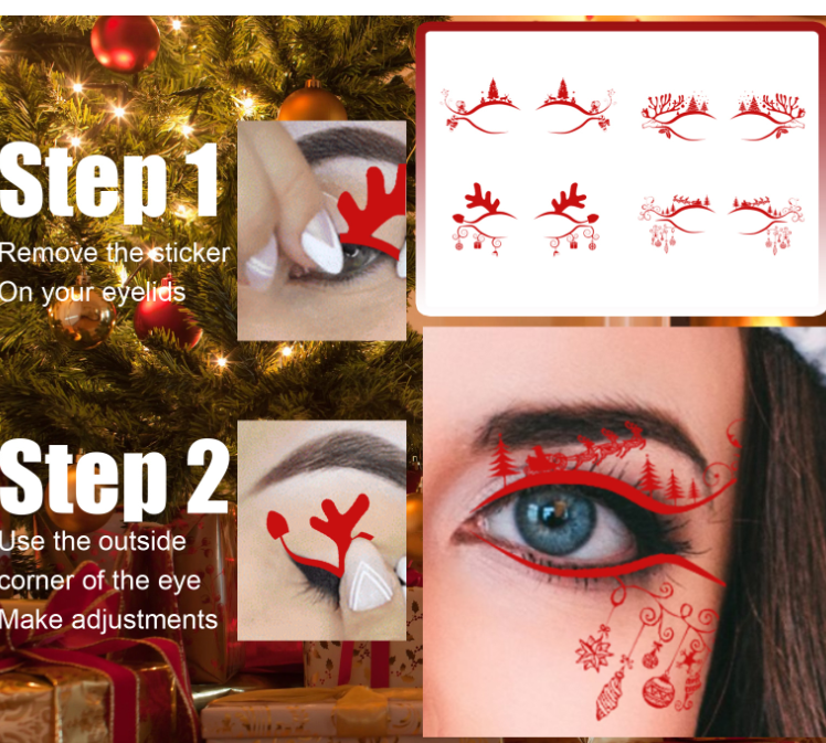 Christmas Liner With Personalized Creative Makeup Stickers