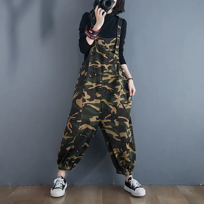 Women's Loose Camouflage Harem Overalls