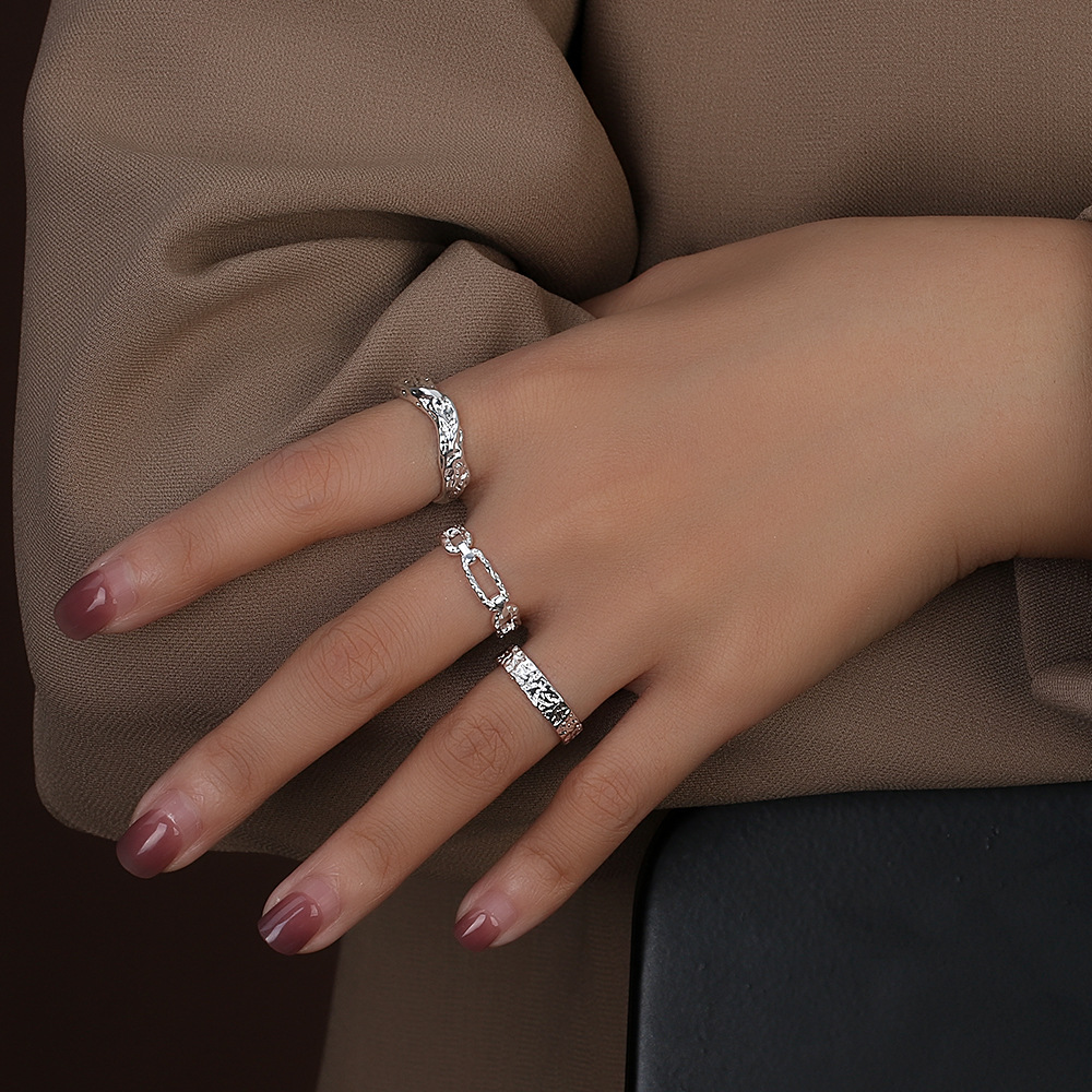 French Texture Lava Irregular Cool Wind Ring