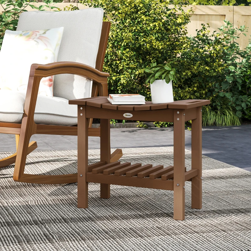 HDPE Shower Bench, Waterproof Shower Stool With Handle, Storage Shelf, Non-Slip Pads For Indoor Outdoor, Brown