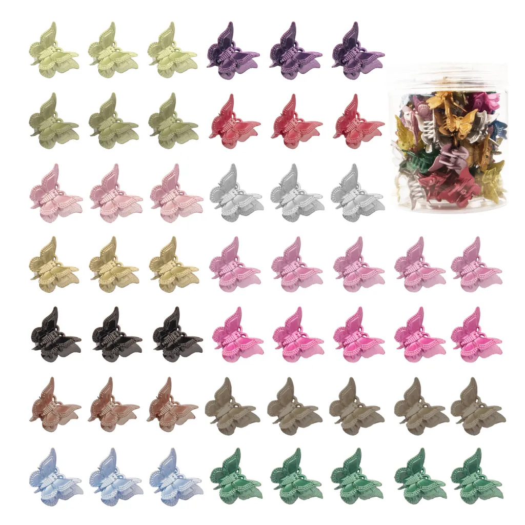 Glitter Mini Butterfly Hair Claw Clips, Sparkly Colourful Hair Accessories For Girls And Women - 90s Y2K Cute, Small, Tiny Clip In 14 Assorted Colour...
