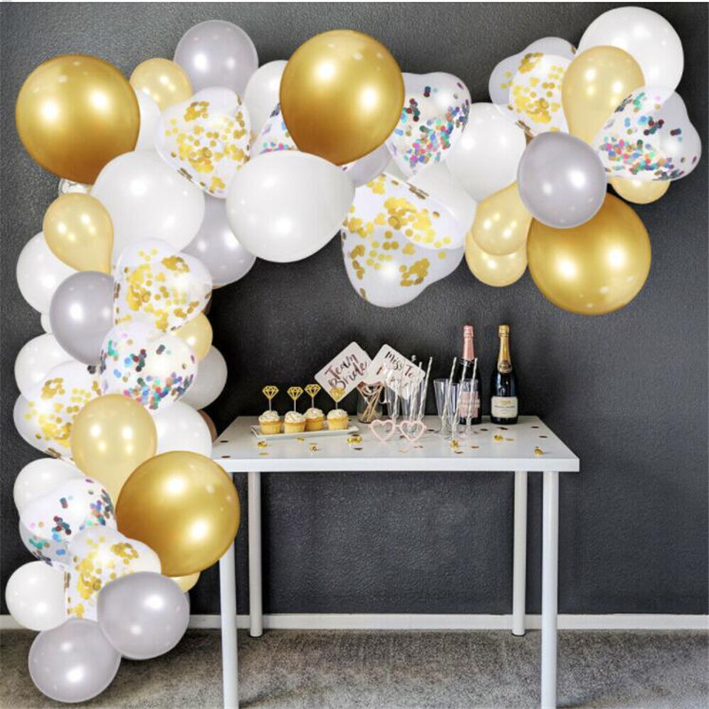 Title 1, Golden heart-shaped confetti sequin balloon set