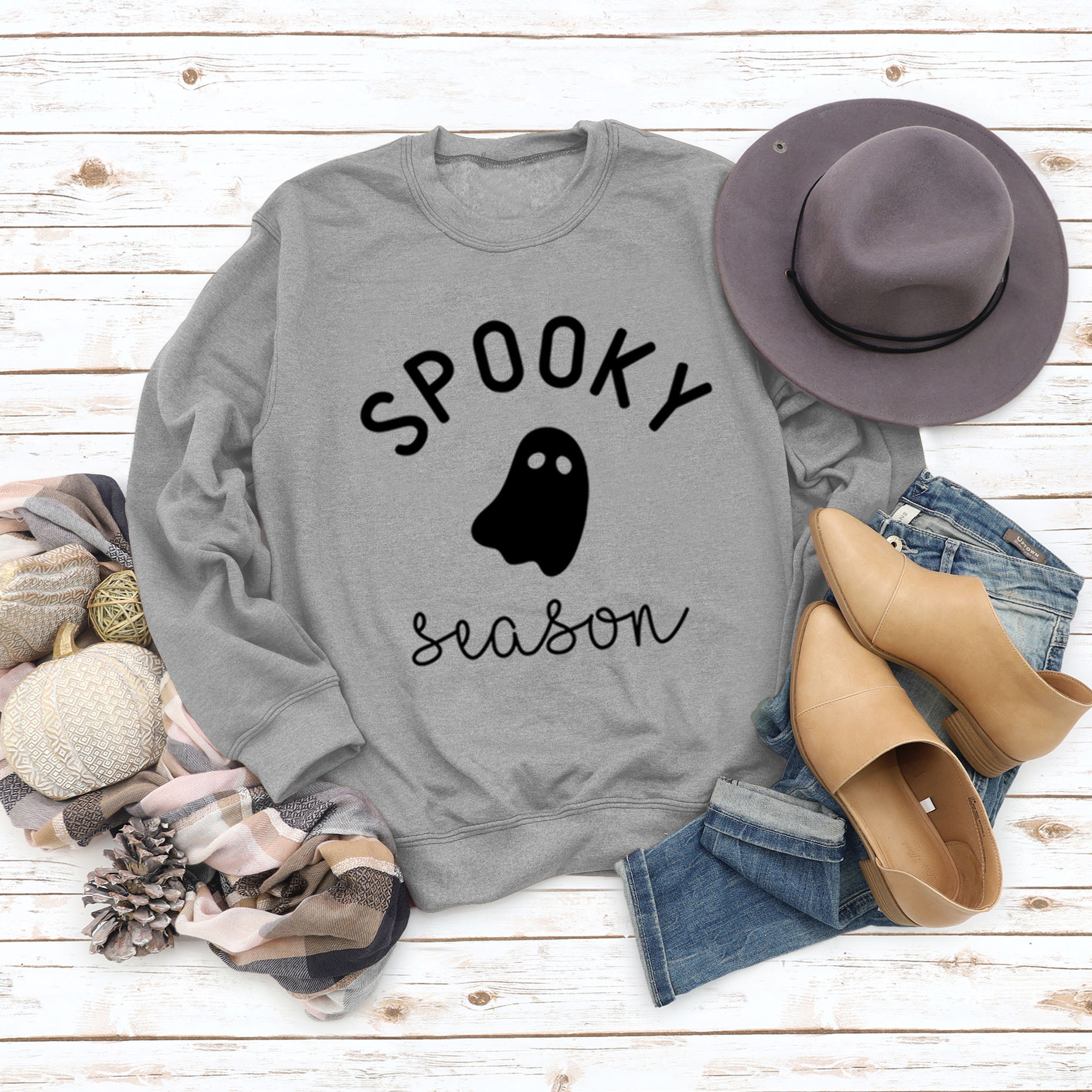 Grey sweater black font