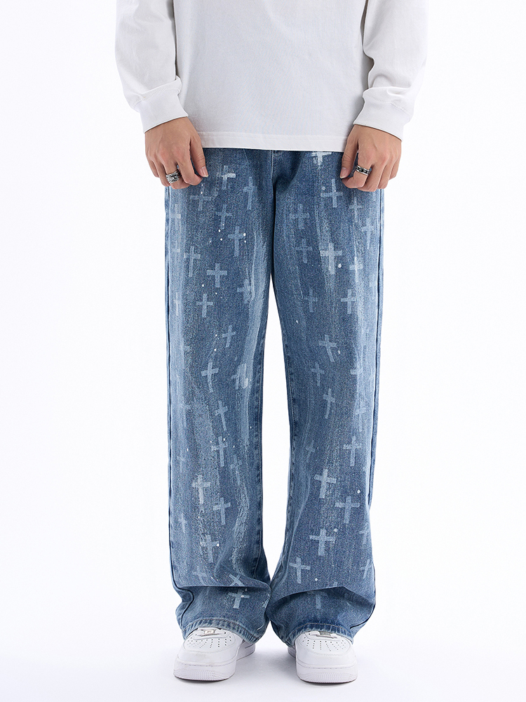 Title 4, Cross Print Loose Straight Jeans für Damen und ...