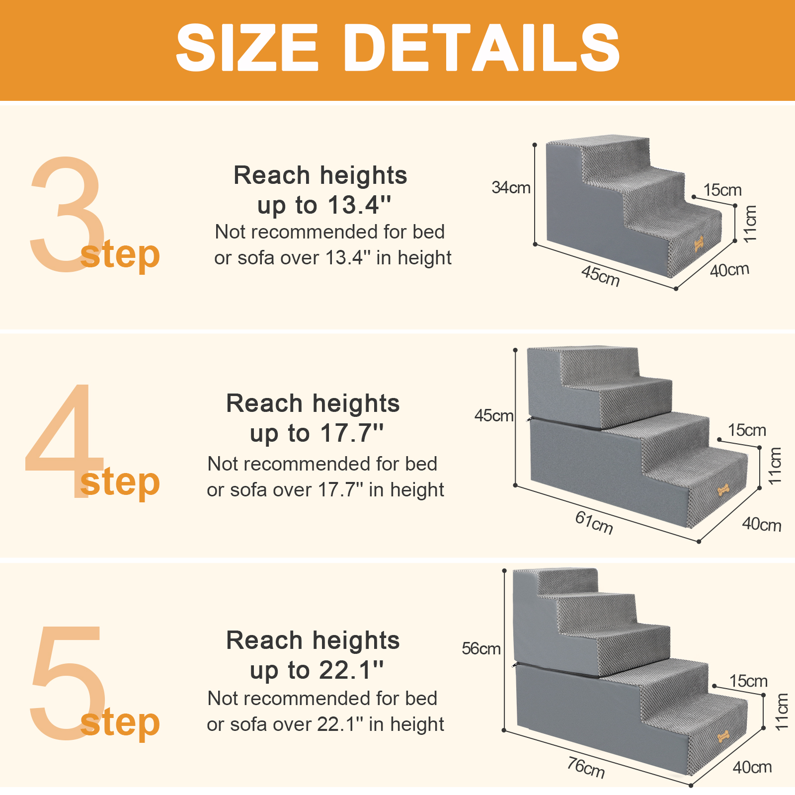 Dog Stairs, Anti Slip Pet For Dogs And Cats, Ramp With High-density Foam — image 6