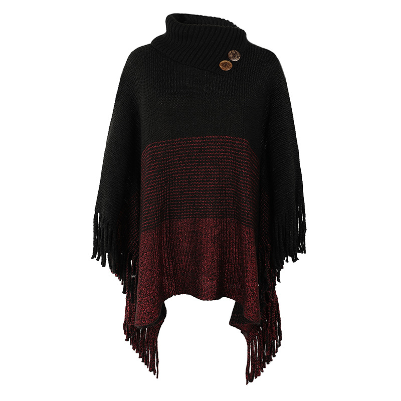 Ladies Loose Fashion Contrast Shawl Sweater