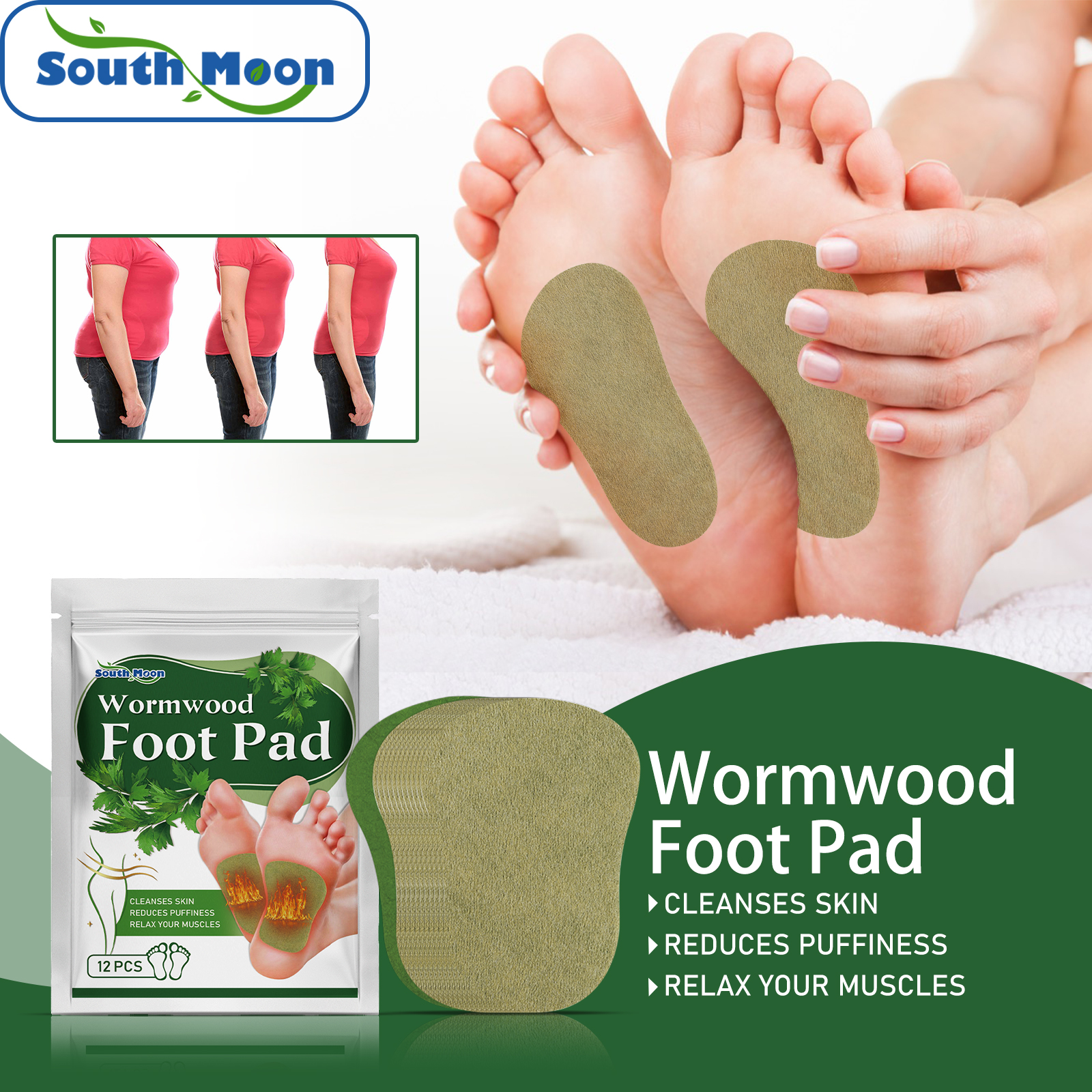 South Moon Wormwood Foot Pad, Relieve Body Stress Slimming And Toning Foot Care Improves Circulation