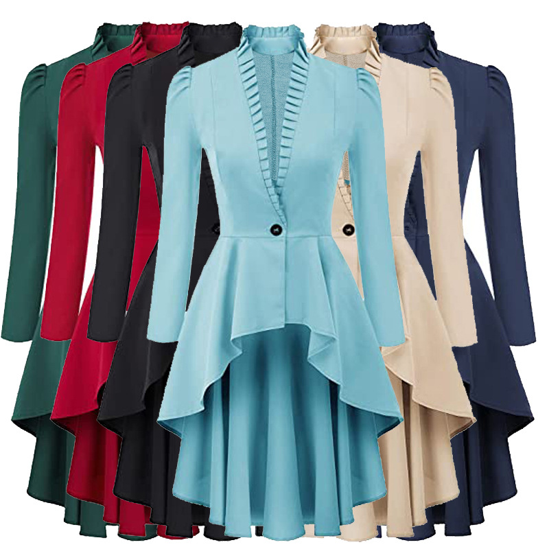 European And American Suit Collar Solid Color Cotton Coat