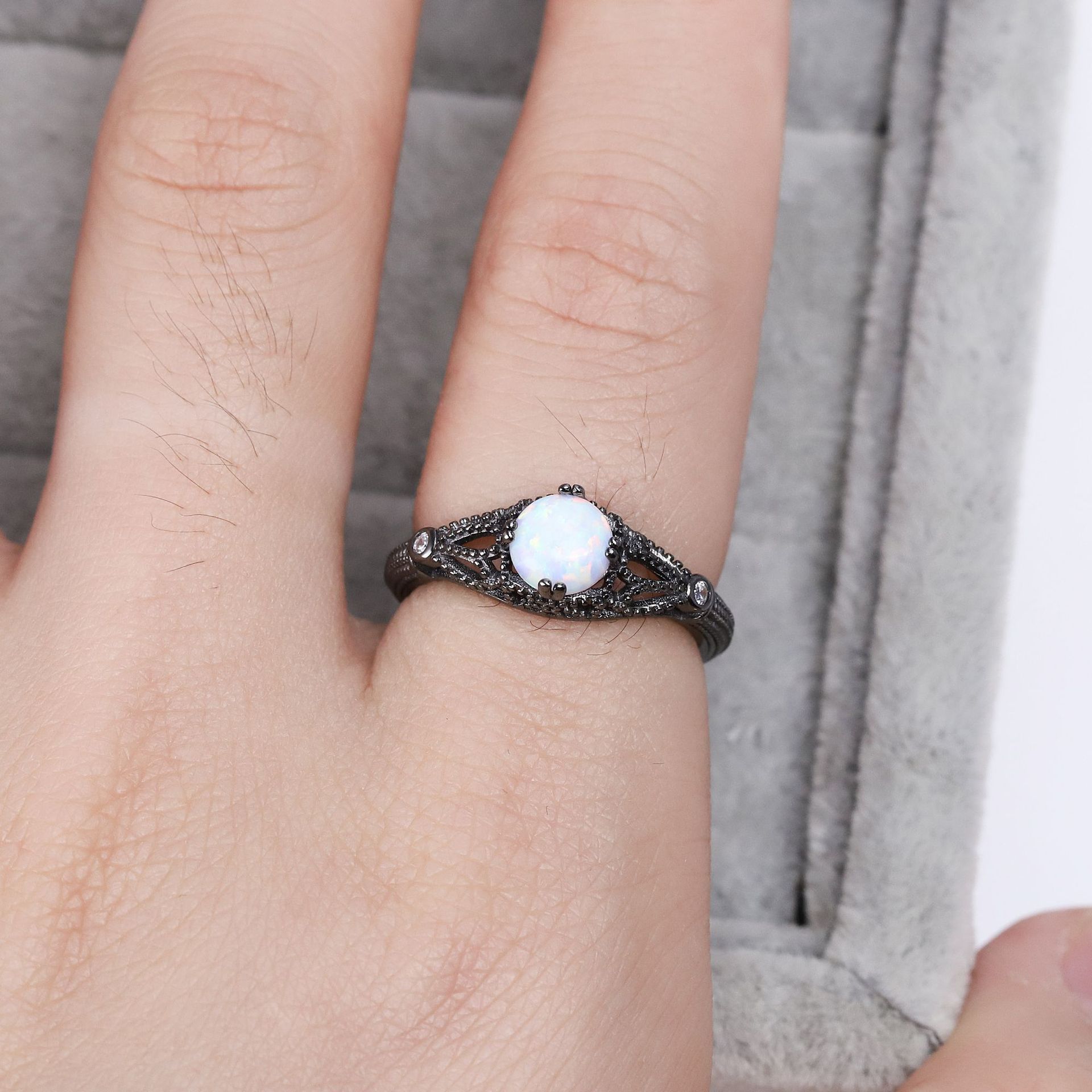 Silver Plated Gun Black Personality Ring