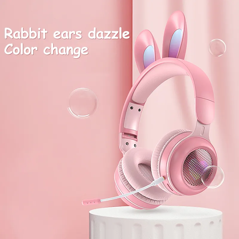 Rabbit Ear Headphones Wireless Luminous Extendable Wheat Headphones – image 3