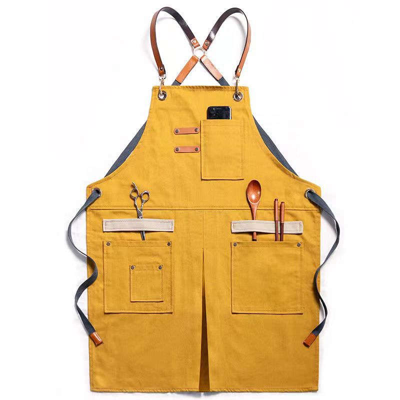 Title 2, Multi-pocket Canvas Jean Apron Barber Milk Tea ...