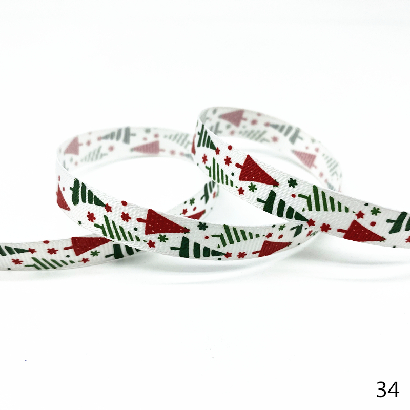 Size 5 10mm Christmas Ribbon Printed Grosgrain Ribbon