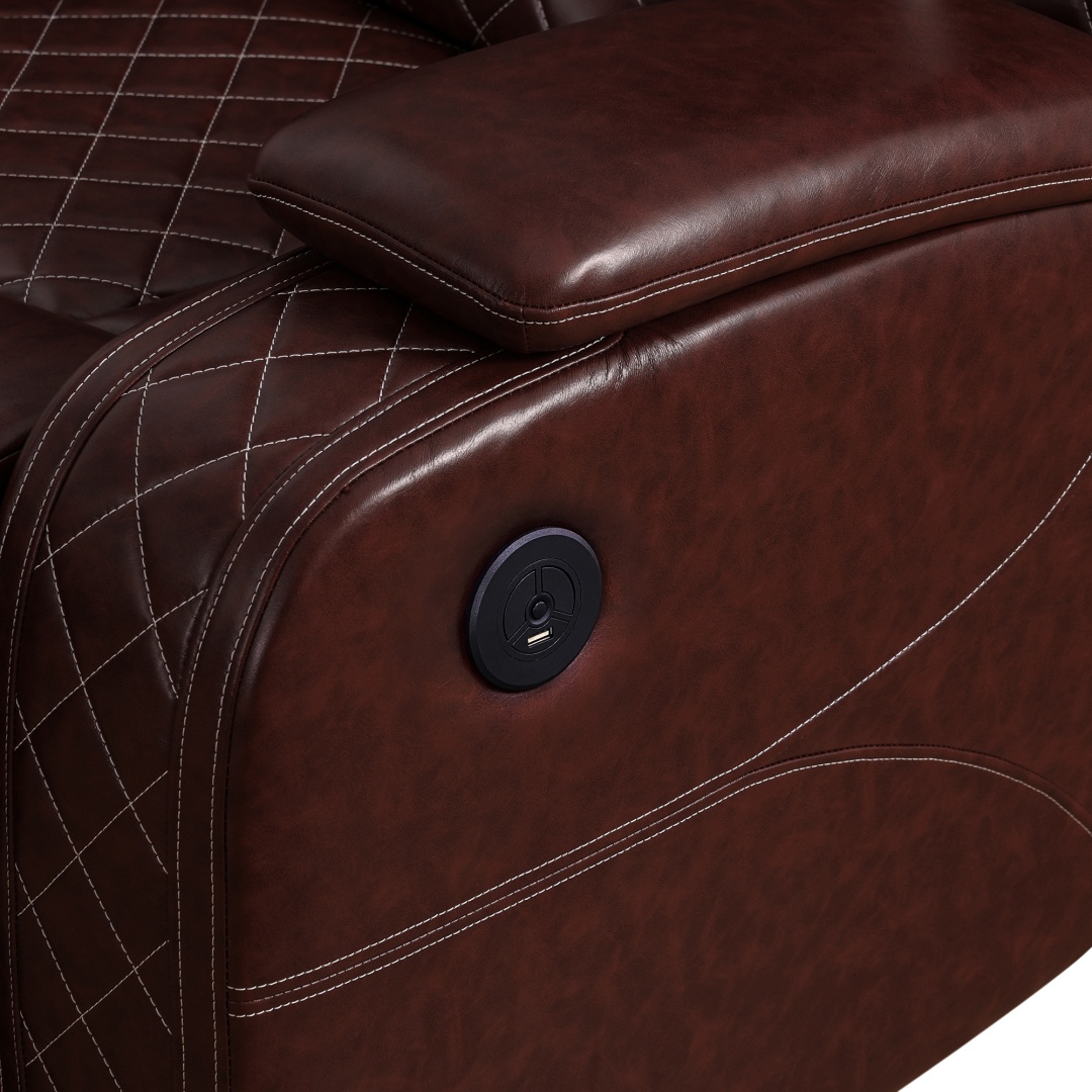 Pickup Only--Red Breathing Leather 3-Piece Living Room Recliner Sofa Set