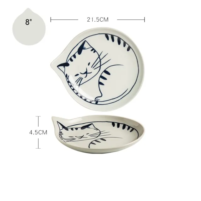 Cute Cat Plate Home Creative Ceramics Vertical Striped Cat - Shop at LoveMi