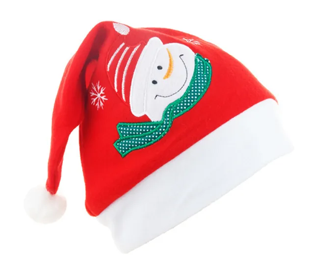 Cartoon Christmas Hat With Elk Santa Claus Embroidery Design Holiday Party Decoration Fuzzy Hat B Snowman Style - Shop at LoveMi