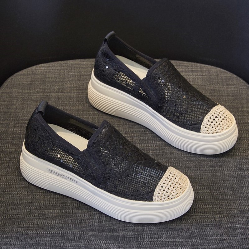 Women's Mesh Breathable Inner Elevated Flat Shoes