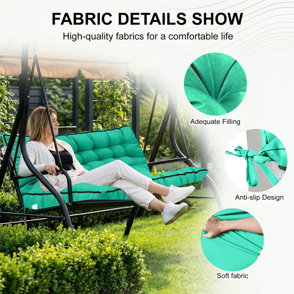 Outdoor Swing Cushions 55 Inch,Waterproof 4in  Thick Porch Swing Cushion Replacement With Backrest And Ties,Comfortable 2-3 Seat Pation Swing Pad For Backyard,Garden,Lawn,Outdoor Furniture Blue — foto 5