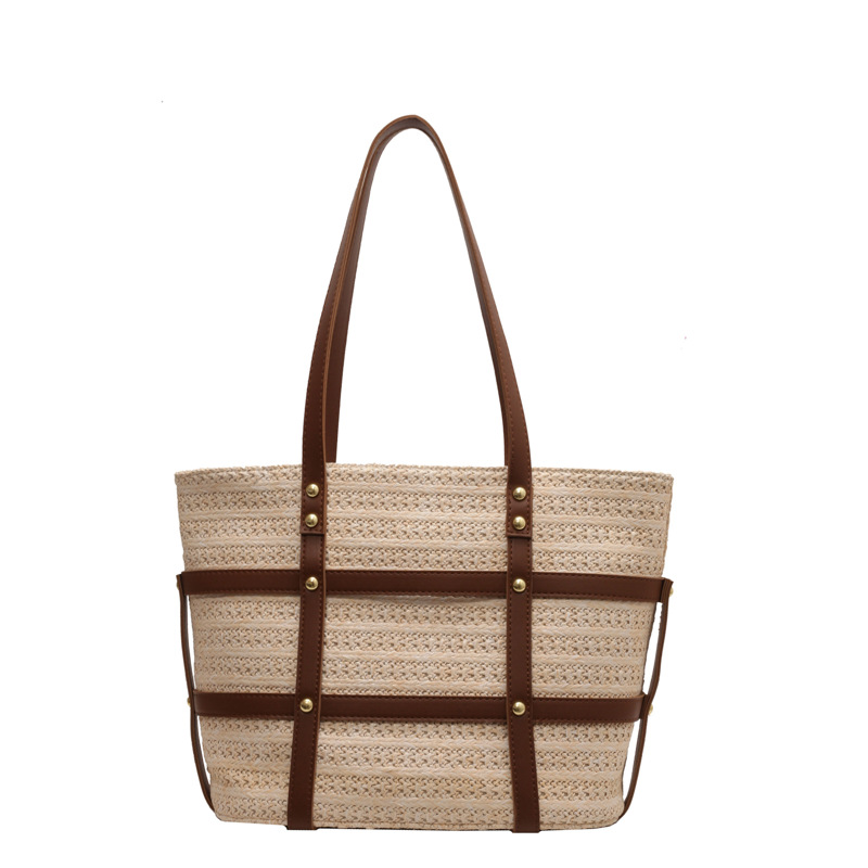 Title 2, Summer New Shopping One-shoulder Knitted Beach Bag