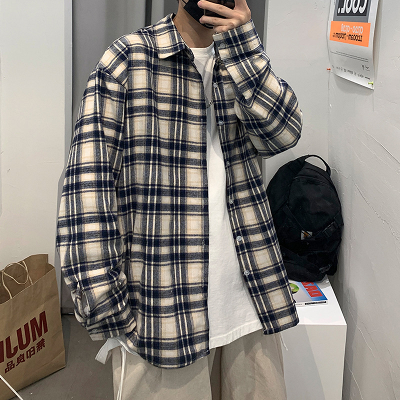 Loose Plaid Shirt Trendy Fashion Casual