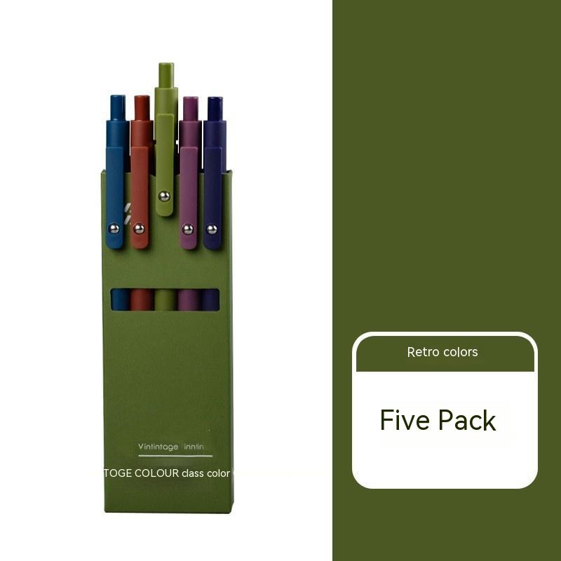 Title 5, Morandi 5 Pieces One Box Set Retro Push Gel Pen