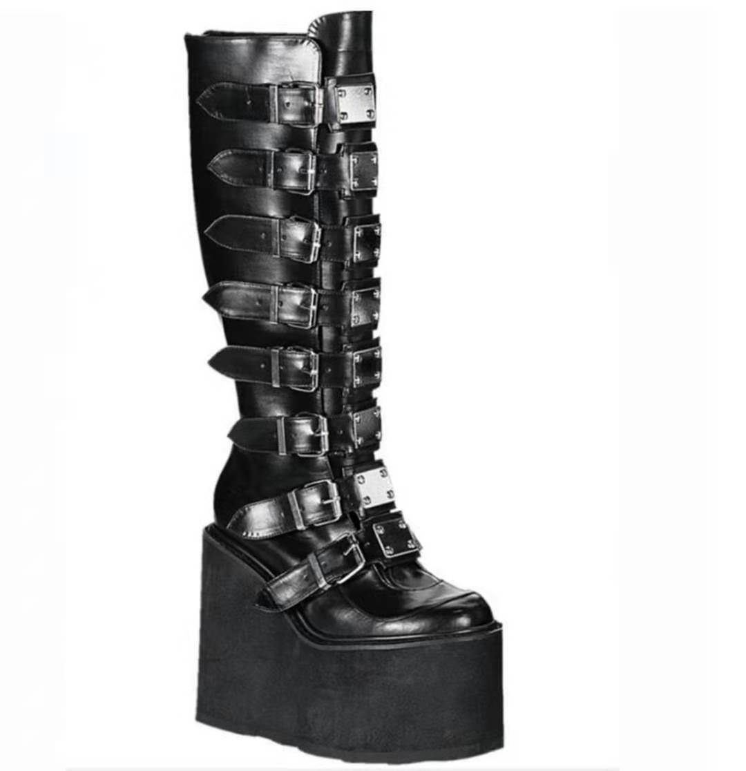 Title 13, Botas femininas plus size com salto alto plataf...