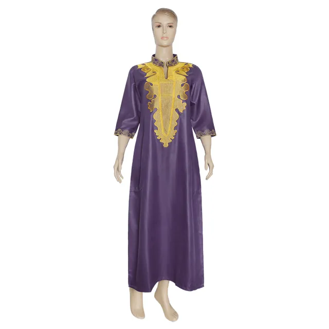 Stand Collar Pocket Plus Size Dress Purple - Shop at LoveMi