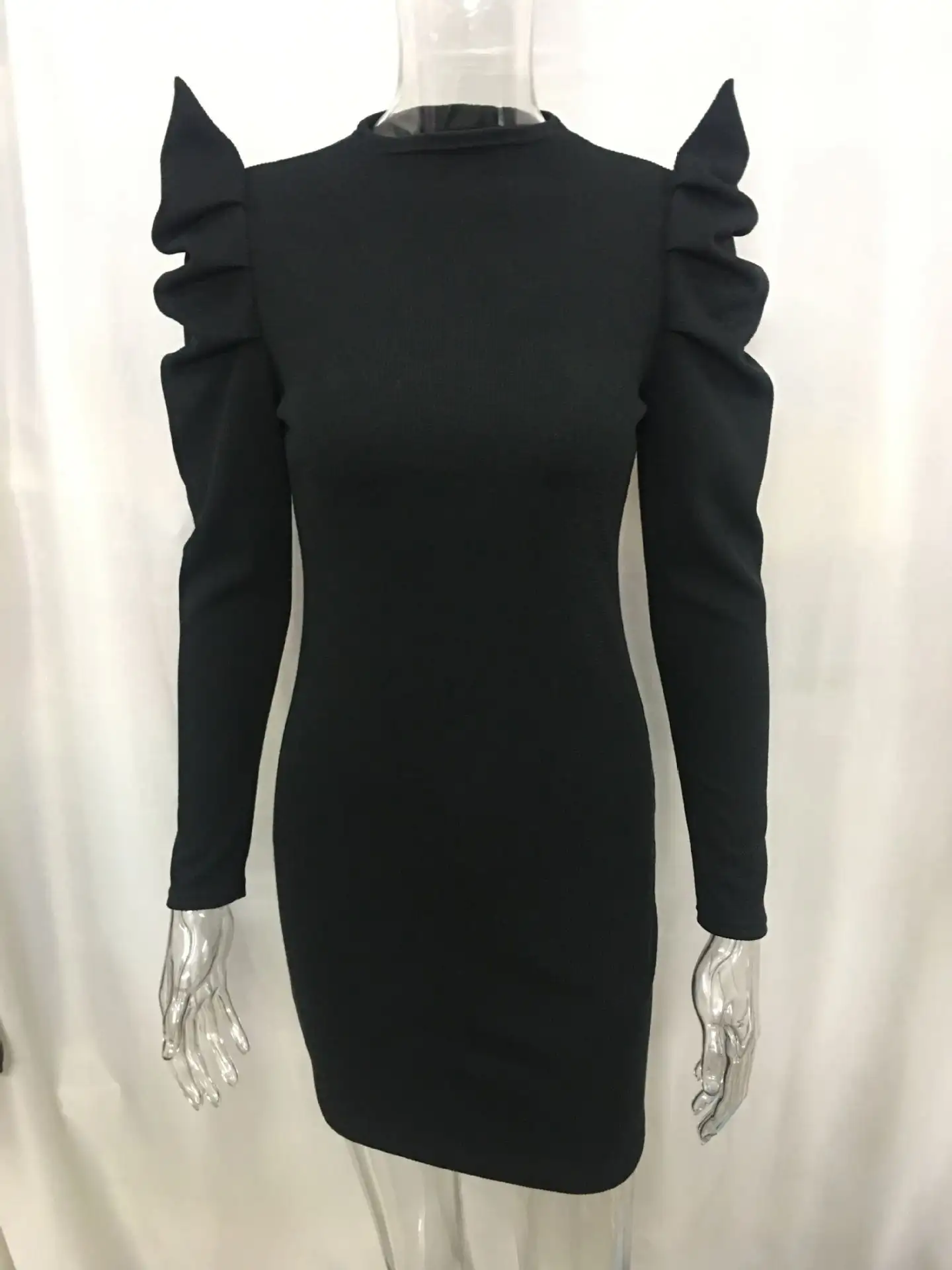Fashion Fried Street Knitted Sweater Puff Sleeve Dress