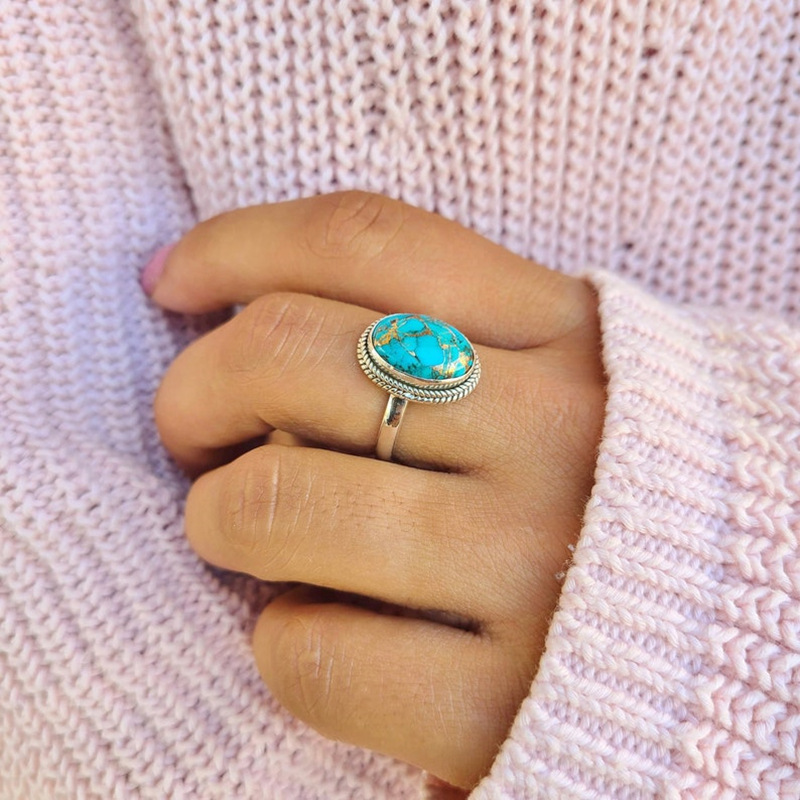 Title 4, Vintage Turquoise Ring voor dames Modieuze sier...