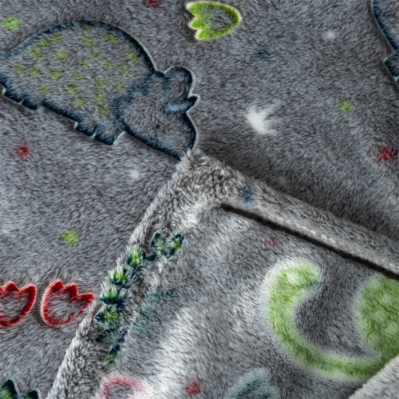 Autumn And Winter Cartoon Dinosaur Flannel Luminous Coral Blanket