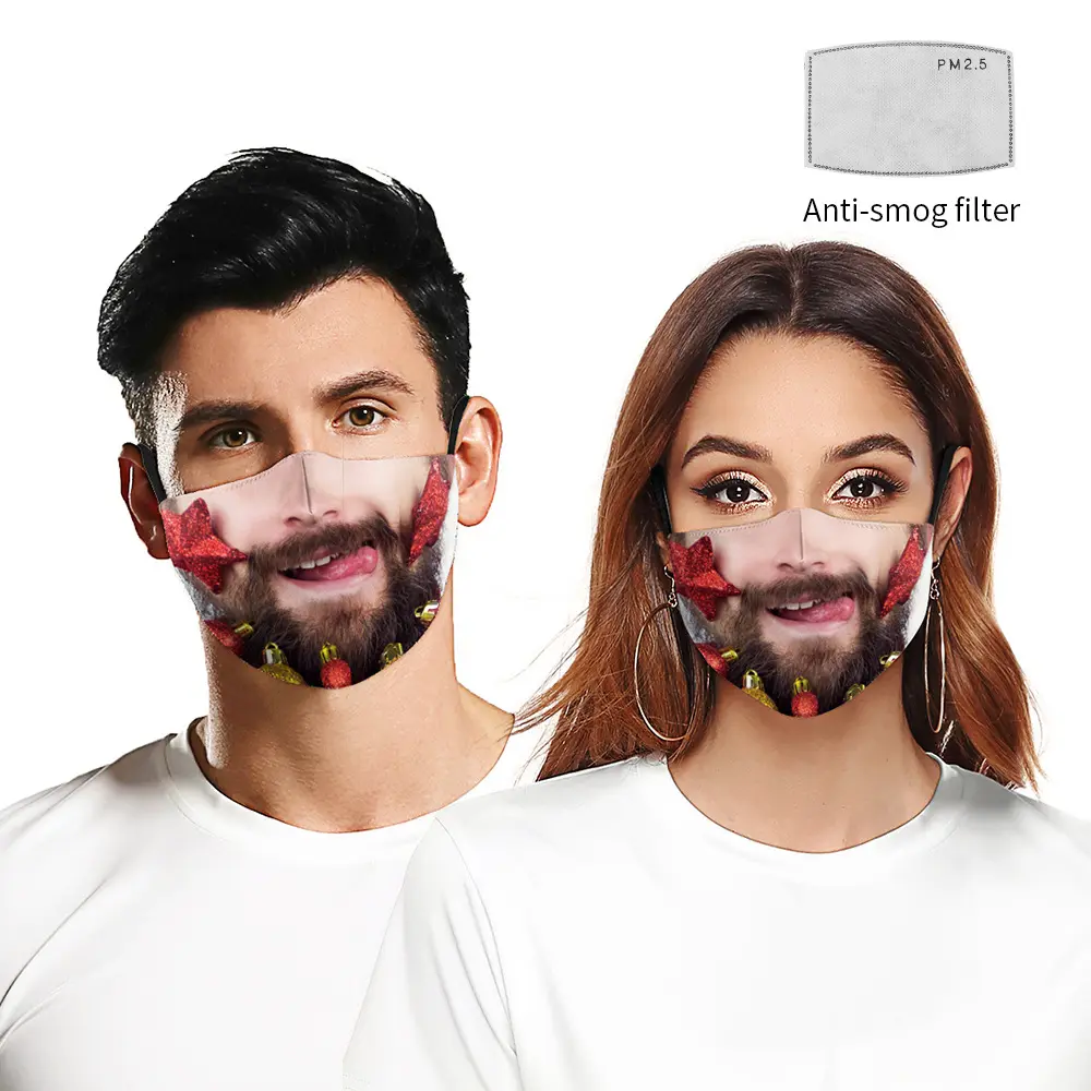 Christmas Beard Digital Printing Face Creative Double-layer